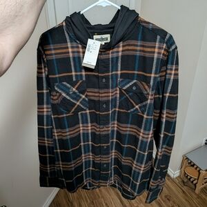 Old Navy Men's Plaid Shirt Jacket - Black and Brown